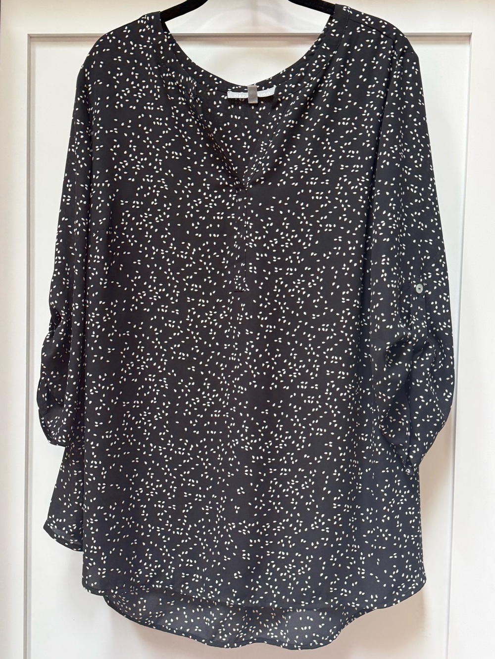 Daniel Rainn Koda Split Neck Blouse Black Spots